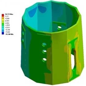 3D model of a green container with a hole in the middle, showing the structure and shape of the object.